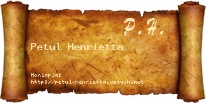 Petul Henrietta névjegykártya
